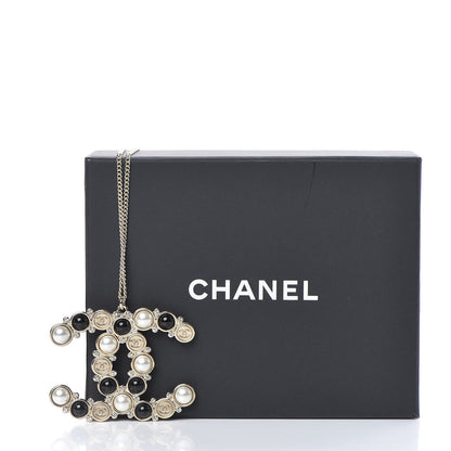 Chanel Crystal Pearl CC Chain Necklace Gold Black 5 of 5