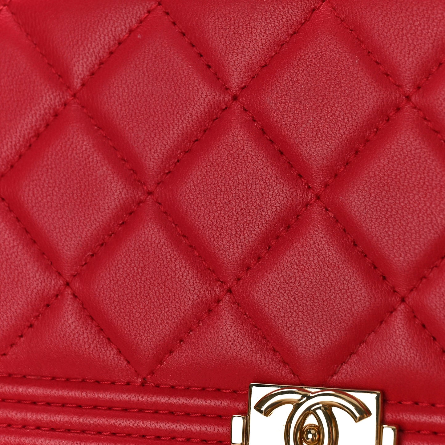 Lambskin Quilted Boy Wallet On Chain WOC Red