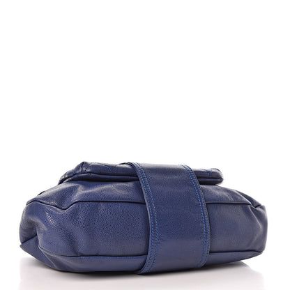 Chanel Glazed Caviar Flap Hobo Dark Blue 5 of 12