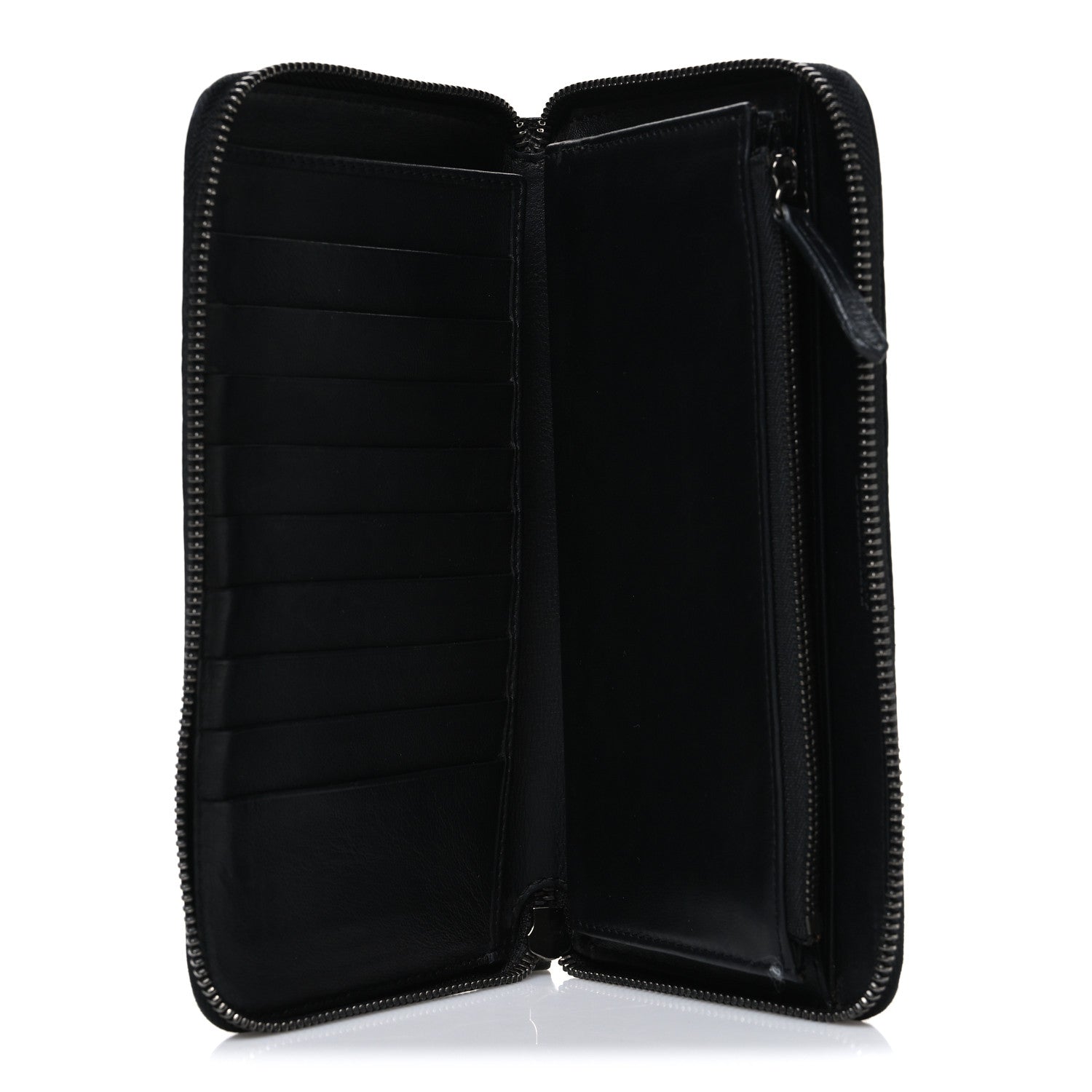 Burberry Grainy Calfskin Check Embossed Zip Around Wallet Black 5 of 6