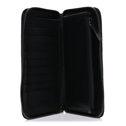 Burberry Grainy Calfskin Check Embossed Zip Around Wallet Black 5 of 6