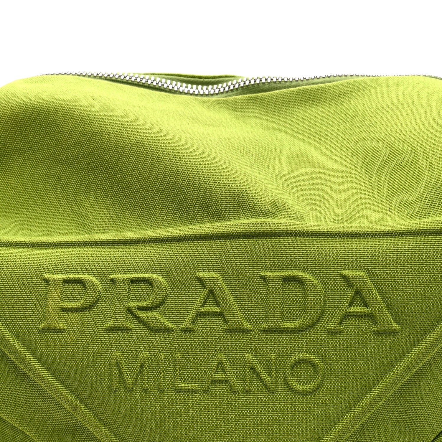Prada Canapa Logo Embossed Large Triangle Shoulder Bag Felce 7 of 8