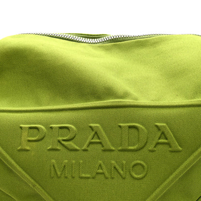 Prada Canapa Logo Embossed Large Triangle Shoulder Bag Felce 7 of 8