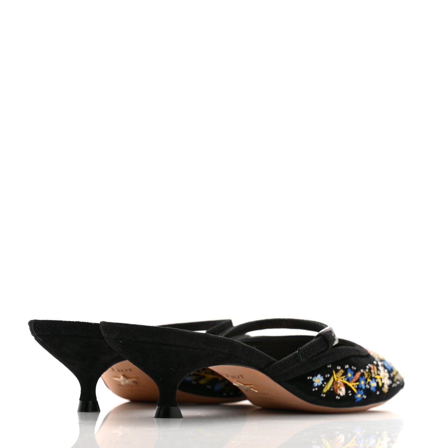 Christian Dior Velvet Beaded Embroidered Flower Dioreve Mules 37.5 Black Multicolor 4 of 10