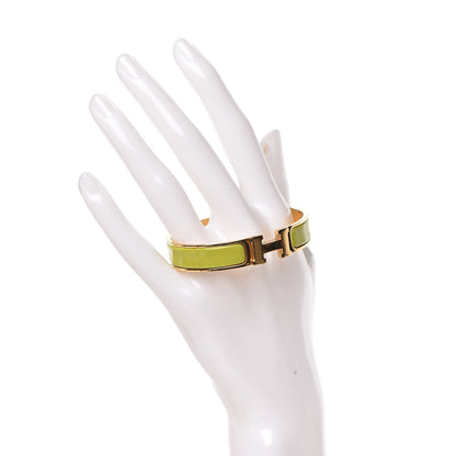 Hermes Enamel Narrow Clic Clac H Bracelet PM Vert Prairie 2 of 5