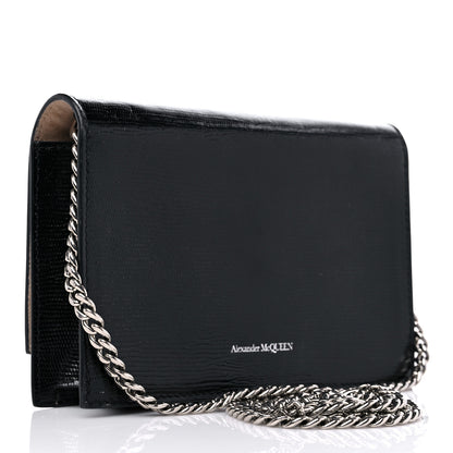 Alexander McQueen Calfskin Lizard Embossed Skull Crossbody Black 3 of 9