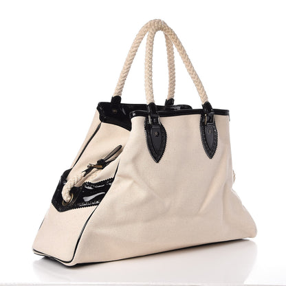 Fendi Canvas Patent Grommet De Jour Tote Natural 3 of 7