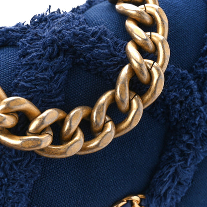 Chanel Cotton Canvas Quilted Medium Chanel 19 Flap Navy Blue 12 of 14