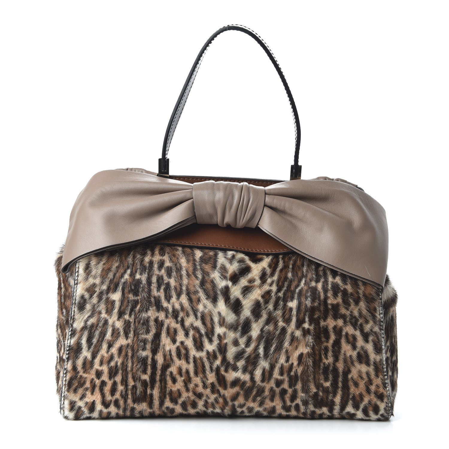 Valentino Garavani Calf Hair Leopard Print Medium Aphrodite Bow Satchel 1 of 9