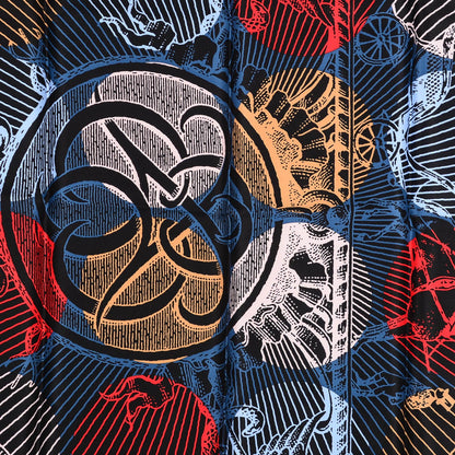 Hermes Silk Suite et Poursuite Scarf 70 Bleu Noir Rouge 1 of 6