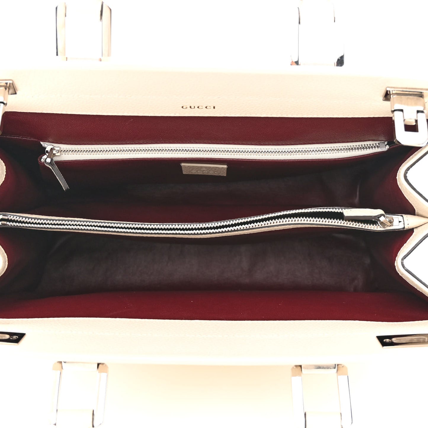 Grainy Calfskin Medium Zumi Top Handle Bag Mystic White