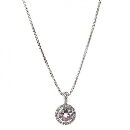 David Yurman Sterling Silver Lavender Amethyst Diamond 8mm Petite Cerise Pendant Necklace 1 of 6
