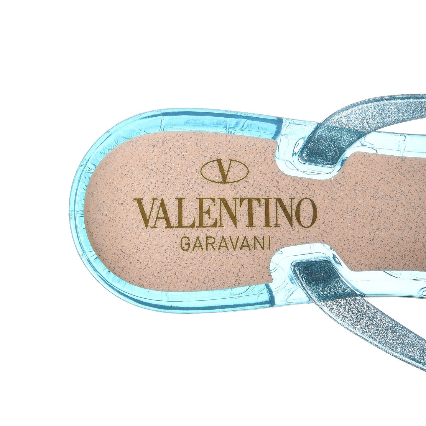 PVC Jelly Glitter Rockstud Bow Thong Sandals 37 Cerulean