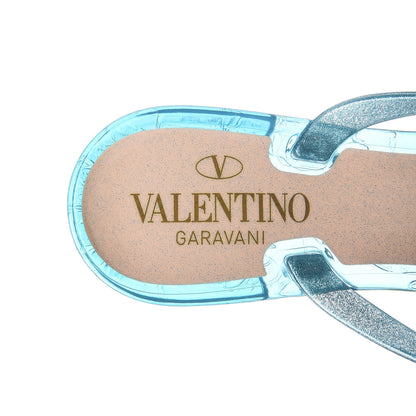 Valentino Garavani PVC Jelly Glitter Rockstud Bow Thong Sandals 37 Cerulean 6 of 8