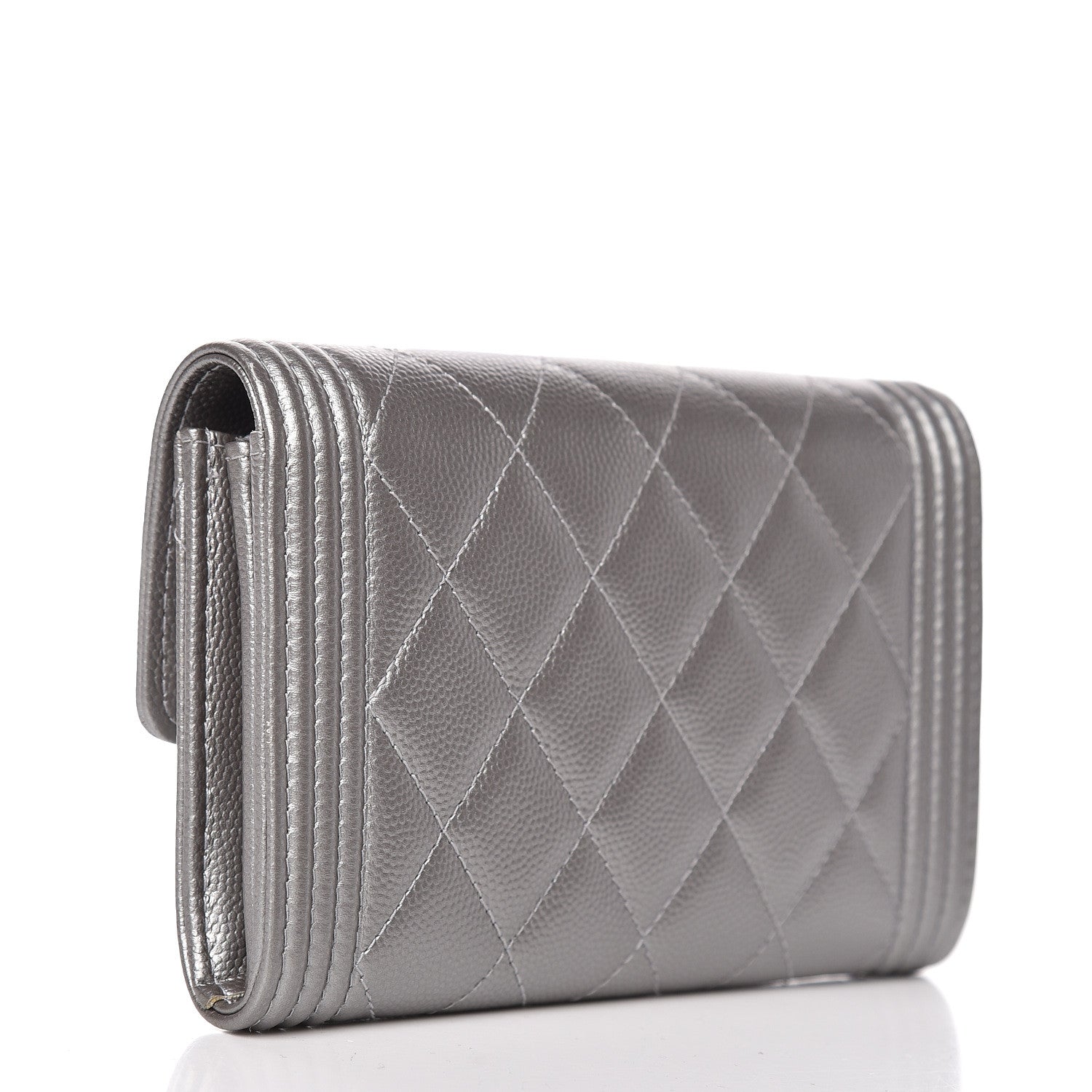 Chanel Metallic Caviar Quilted Medium Boy Flap Wallet Silver 3 of 10