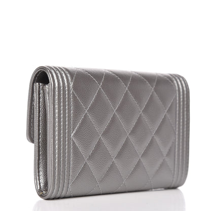 Chanel Metallic Caviar Quilted Medium Boy Flap Wallet Silver 3 of 10
