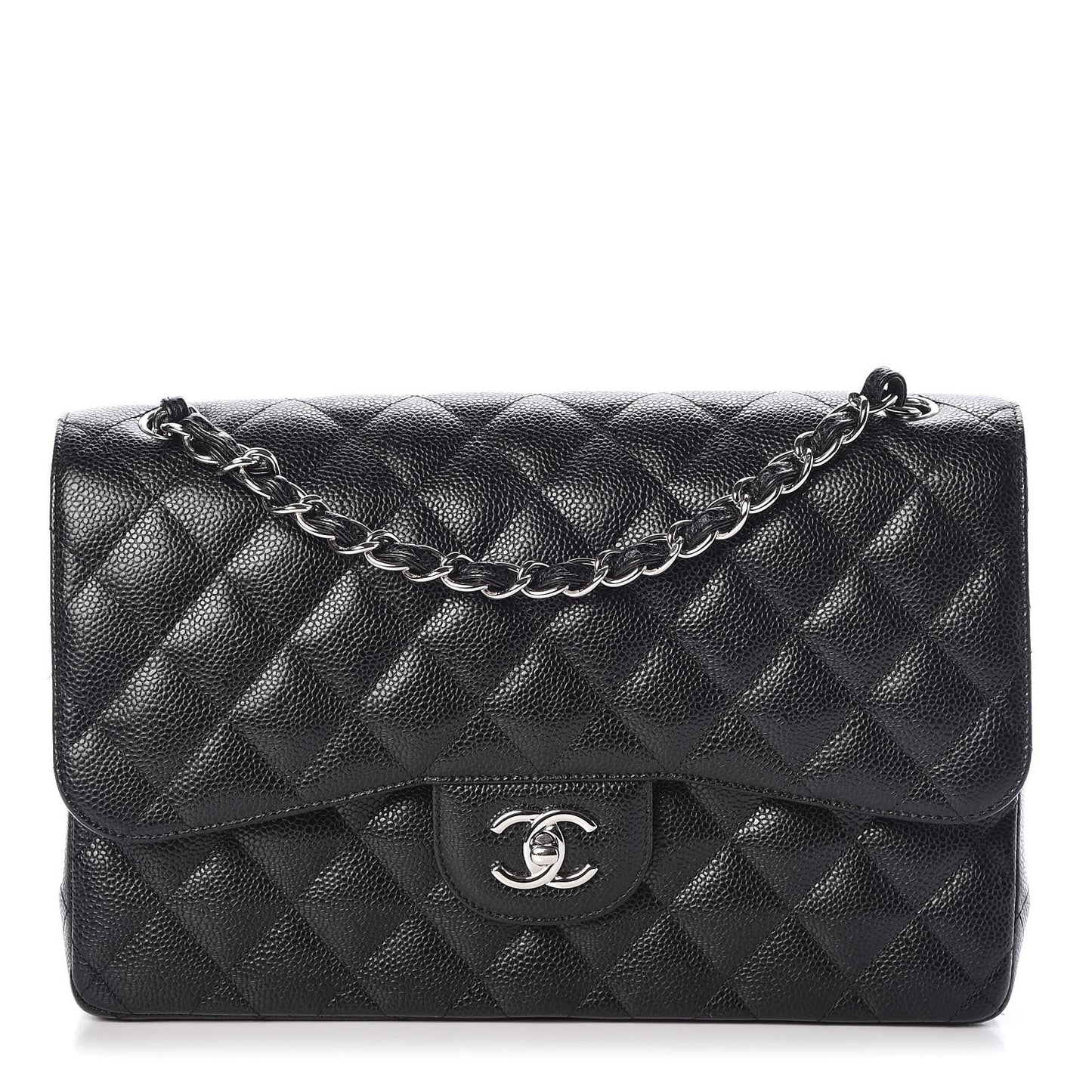 Caviar Quilted Jumbo Double Flap Black