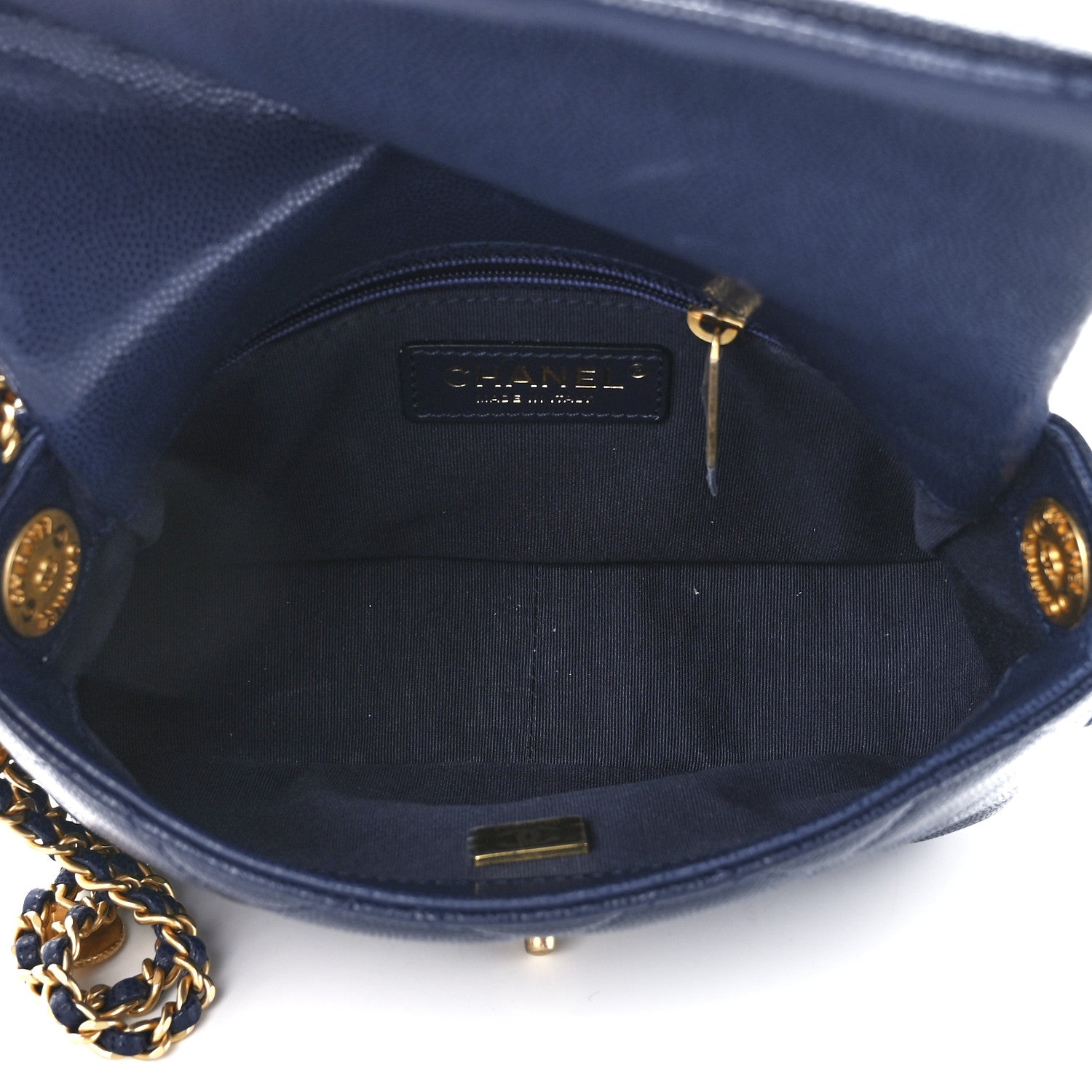 Chanel Caviar Quilted Small Twist Your Buttons Flap Blue 5 of 11