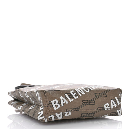 Balenciaga Coated Canvas BB Monogram Allover Logo Shopping Bag Beige Brown Black 4 of 10