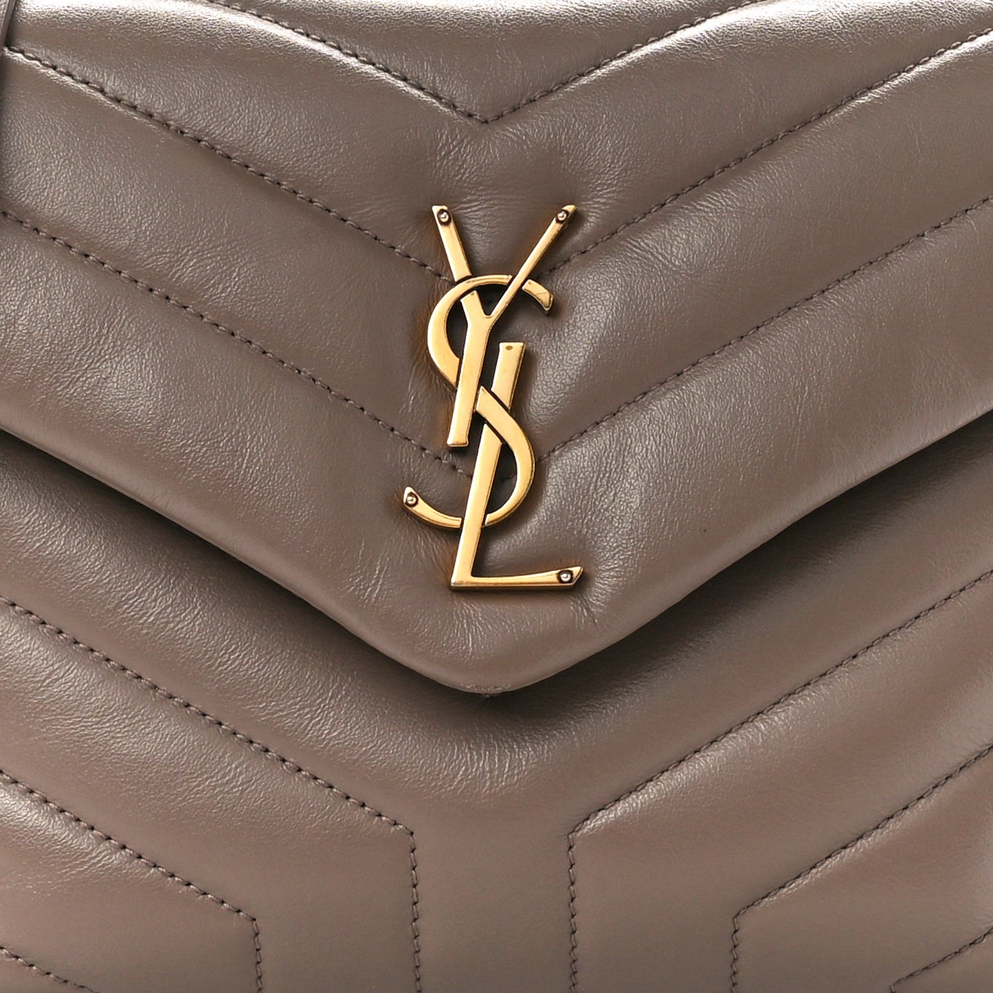 Calfskin Y Quilted Monogram Small Loulou Chain Satchel Taupe