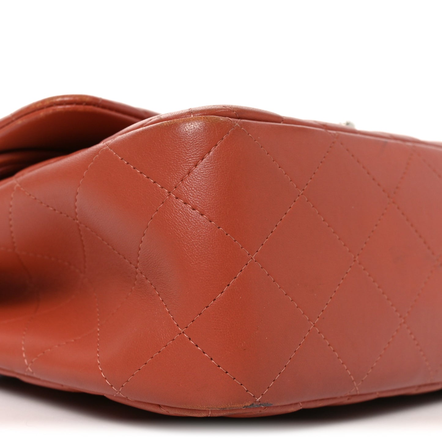 Lambskin Quilted Jumbo Double Flap Orange