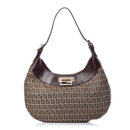 Fendi Zucchino Vitello Clip Hobo Mogano Panna Bruciato 1 of 10