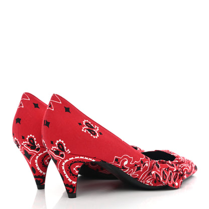 Saint Laurent Bandana Charlotte Kitten Heel Pumps 38 Red 4 of 8