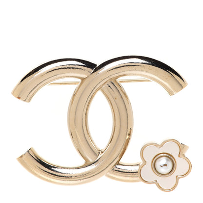 Chanel Metal CC Camellia Brooch Light Gold 1 of 5
