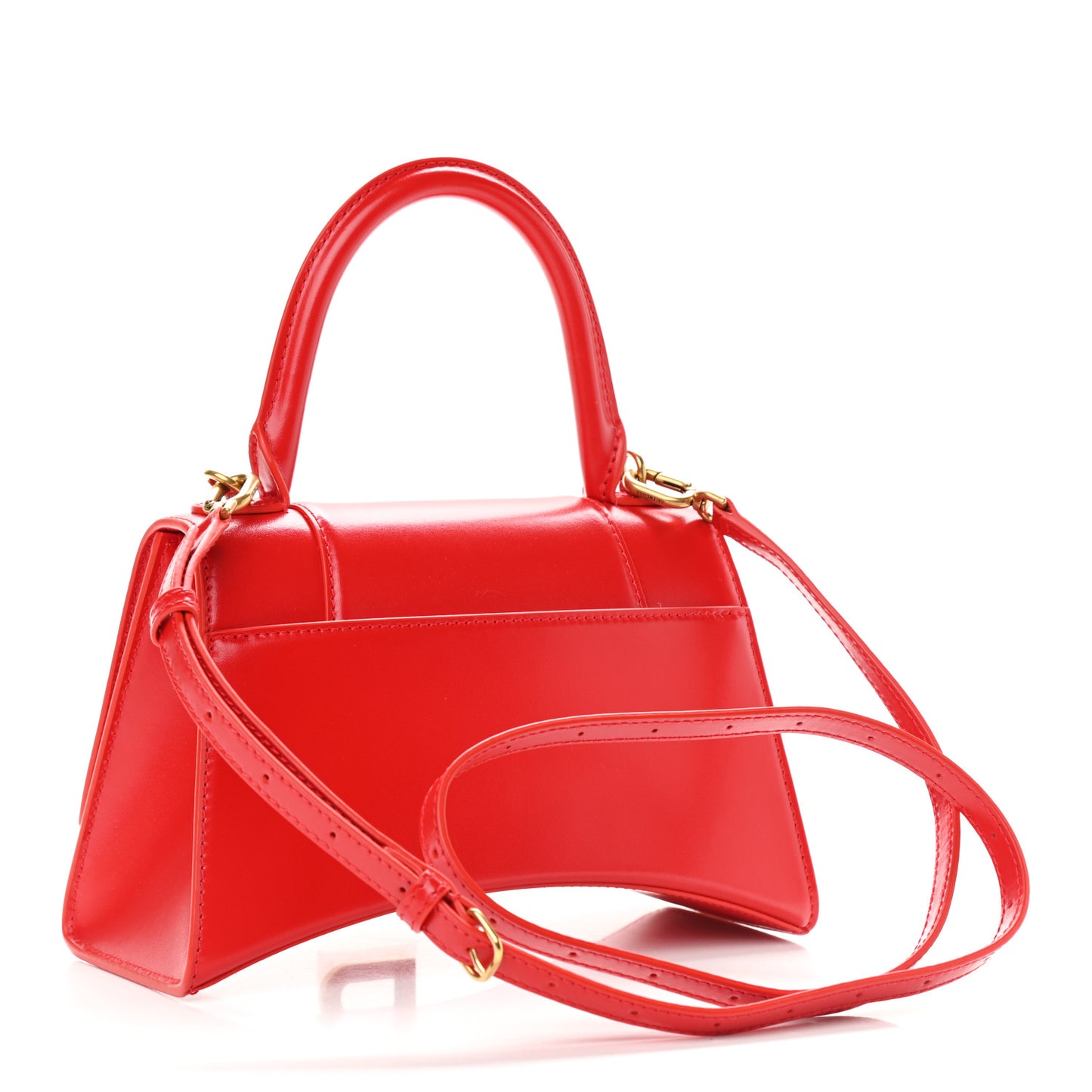 Shiny Box Calfskin Small Hourglass Top Handle Bag Bright Red