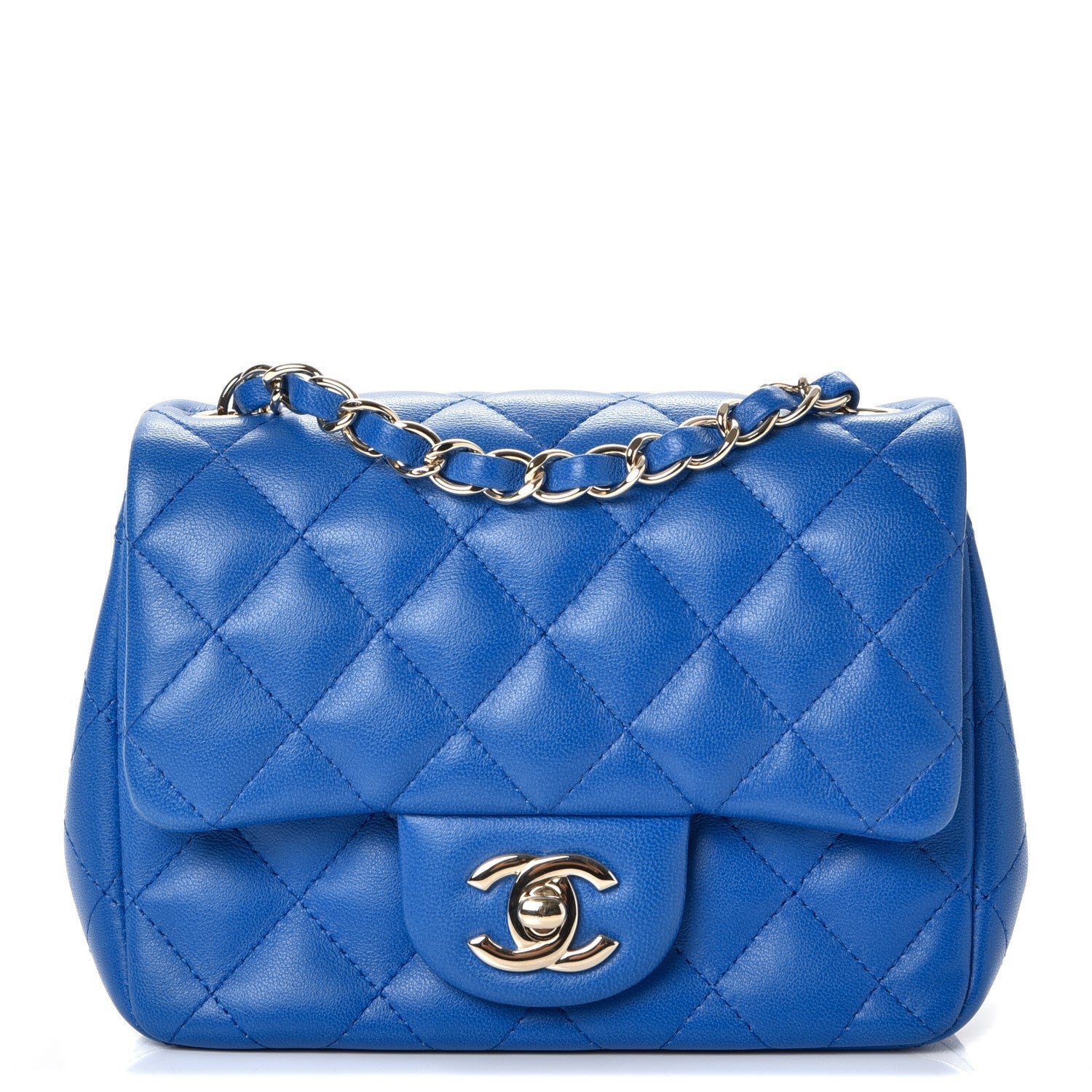 Chanel Lambskin Quilted Mini Square Flap Blue 1 of 8