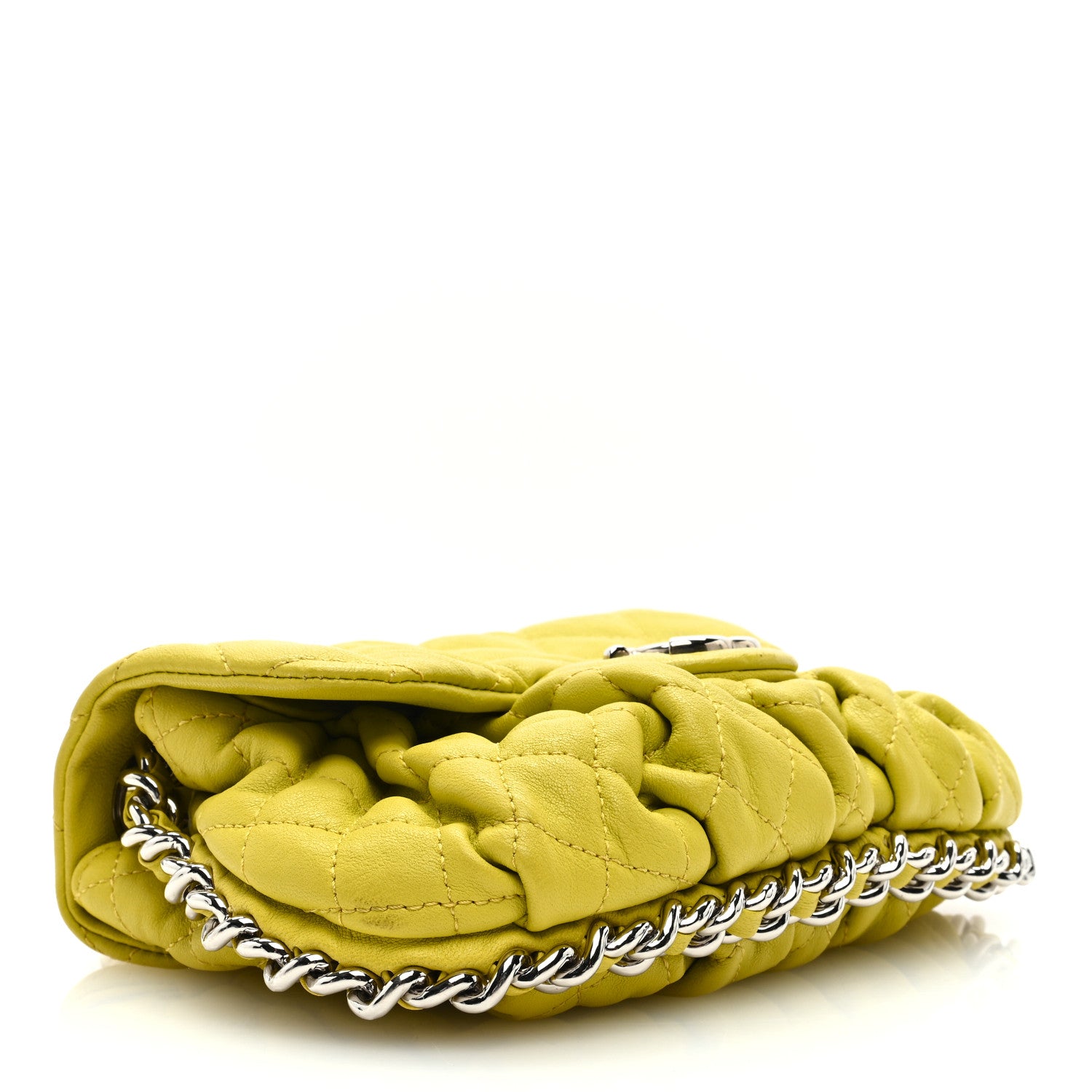 Chanel Washed Lambskin Quilted Mini Chain Around Flap Yellow 4 of 10
