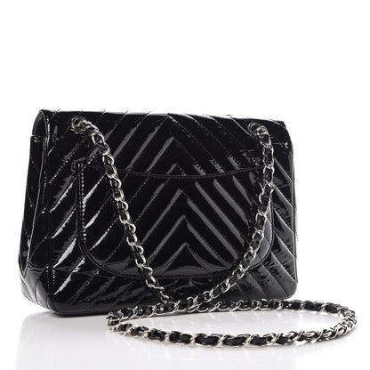 Chanel Patent Chevron Quilted Jumbo Single Flap Black 3 of 9