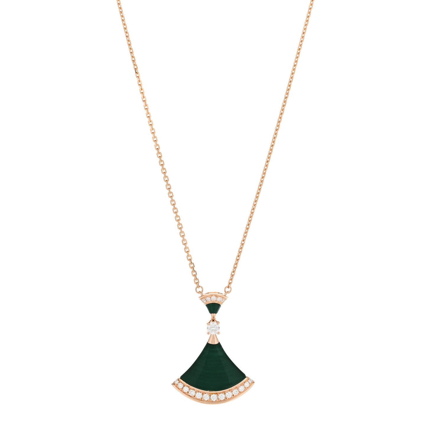 18K Rose Gold Diamond Malachite Divas' Dream Pendant Necklace