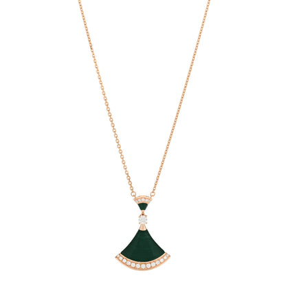 Bulgari 18K Rose Gold Diamond Malachite Divas' Dream Pendant Necklace 1 of 5