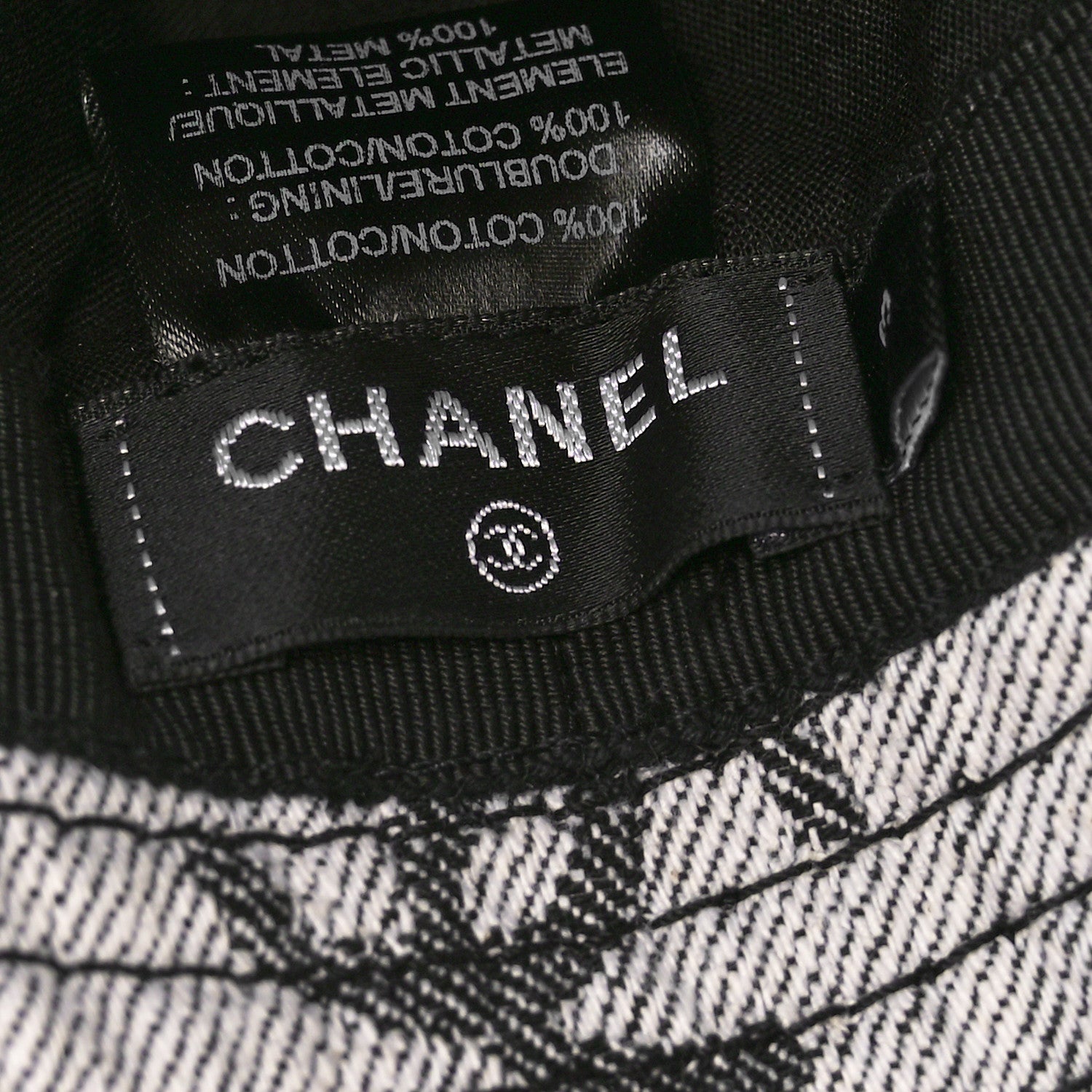 Chanel Denim CC Bucket Hat S White Black 8 of 10