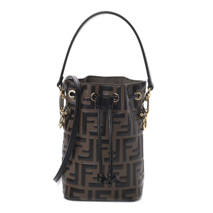 Fendi Vitello Liberty F is Fendi Bi-Color FF 1974 Embossed Mini Mon Tresor Bucket Bag Maya Black 1 of 4