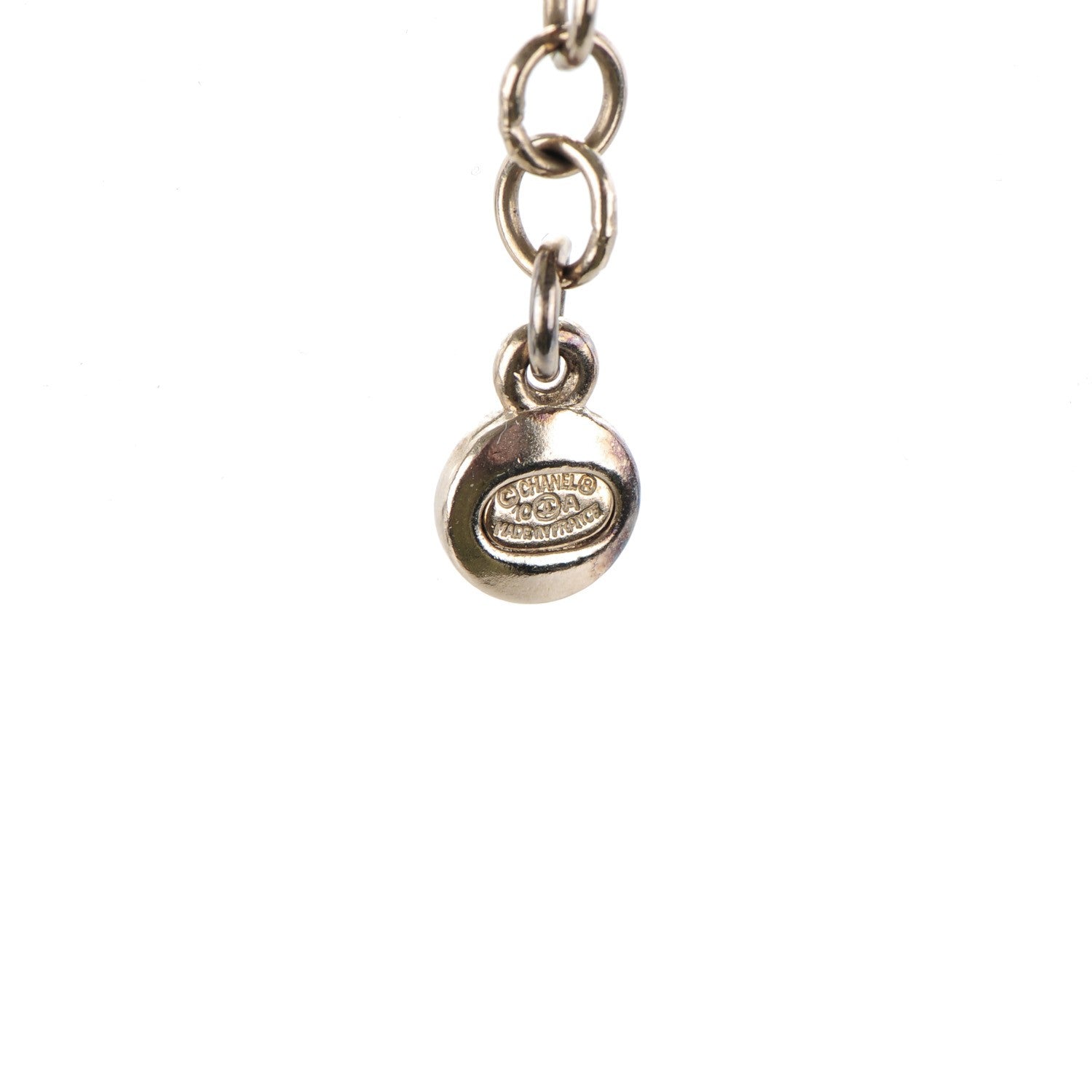 Chanel Crystal Pearl CC Bow Long Necklace Light Gold 5 of 7