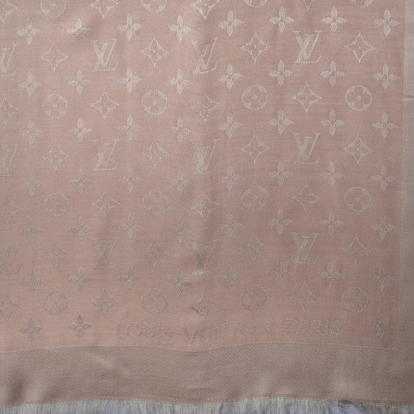 Wool Silk Monogram Shawl Natural