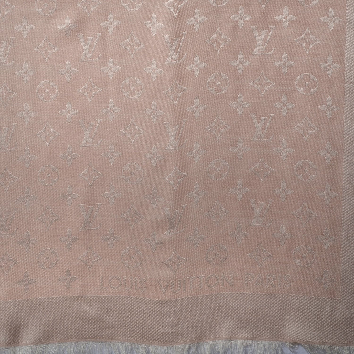 Louis Vuitton Wool Silk Monogram Shawl Natural 4 of 5