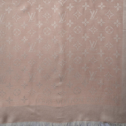Louis Vuitton Wool Silk Monogram Shawl Natural 4 of 5