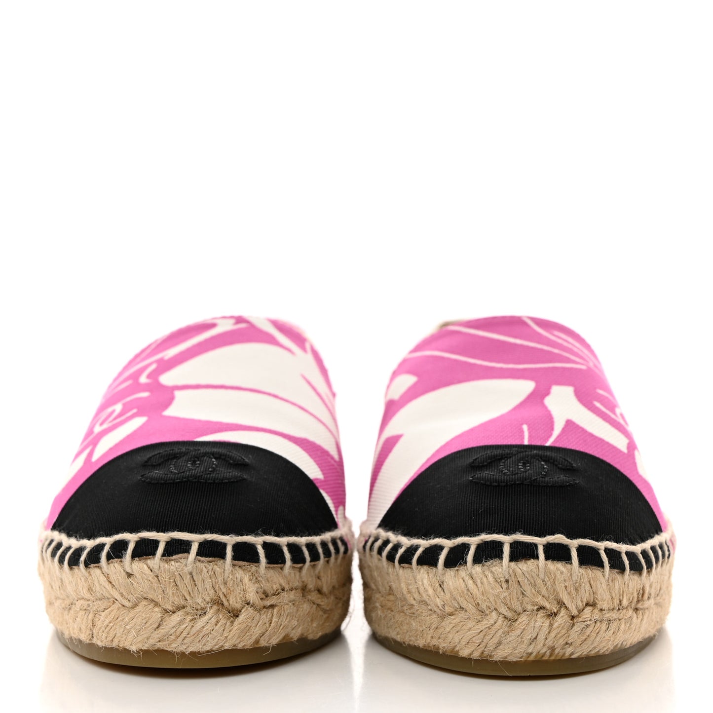 Cotton Grosgrain CC Printed Espadrilles 38 Pink Ecru Black