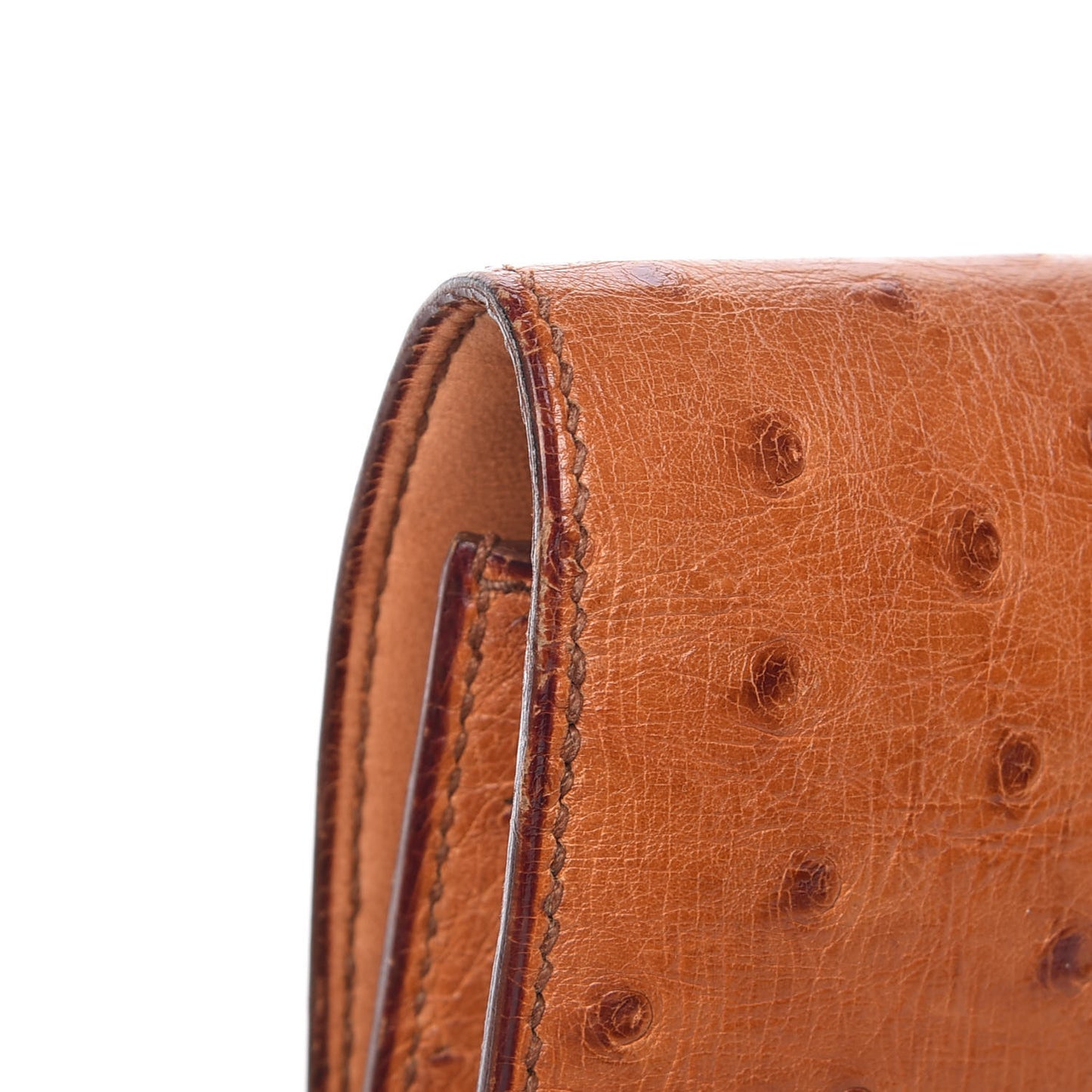 Ostrich Envelope Clutch Bag Cognac