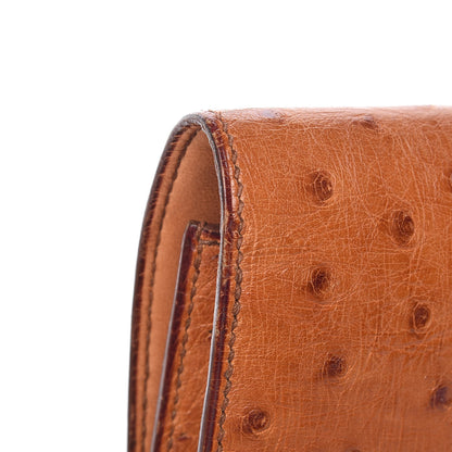 Hermes Ostrich Envelope Clutch Bag Cognac 10 of 10