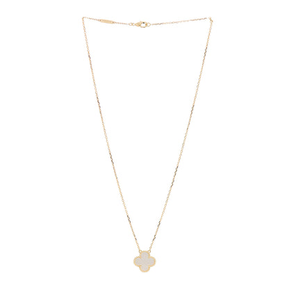 Van Cleef & Arpels 18K Yellow Gold Mother of Pearl Vintage Alhambra Pendant Necklace 3 of 5