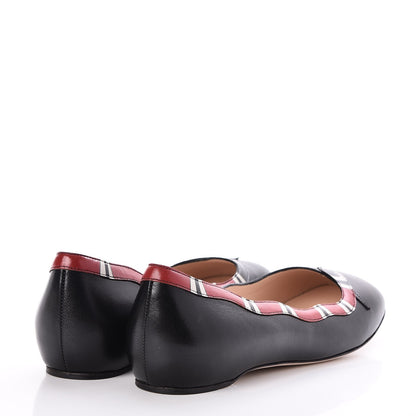 Gucci Malaga Kid Snake Ballet Flats 36.5 Black Hibiscus Red 4 of 10