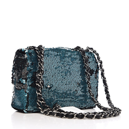 Chanel Sequin Lambskin Mini Flap Blue Black 3 of 11
