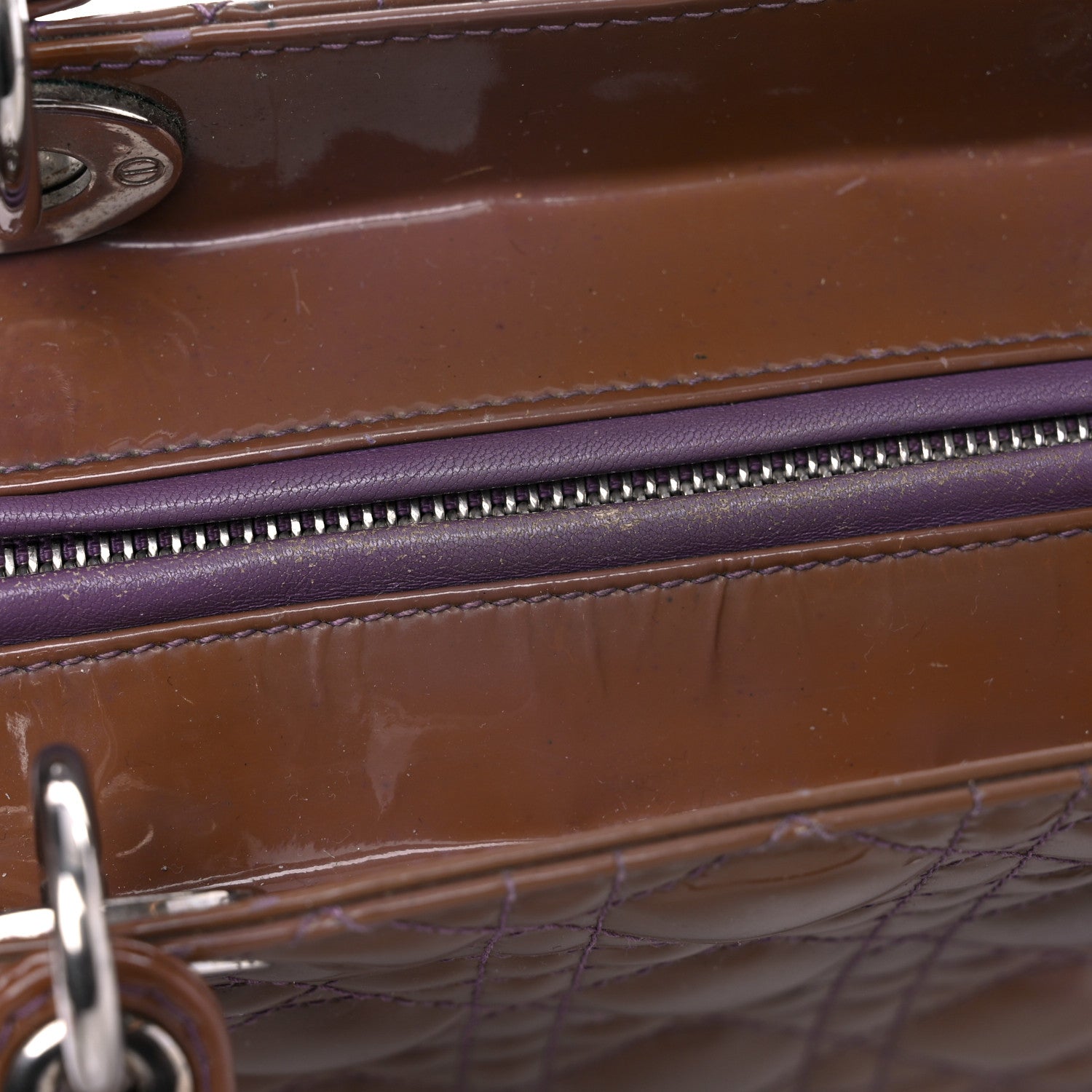 Christian Dior Patent Cannage Medium Lady Dior Brown 13 of 20