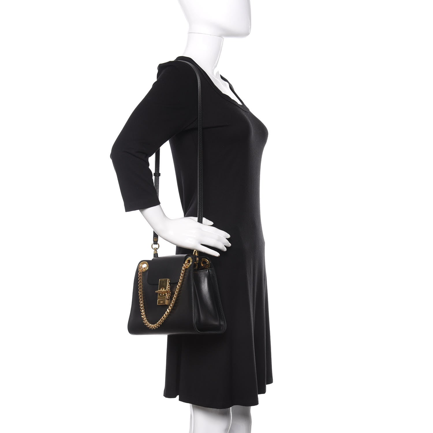 Chloe Shiny Calfskin Mini Annie Shoulder Bag Black 2 of 13
