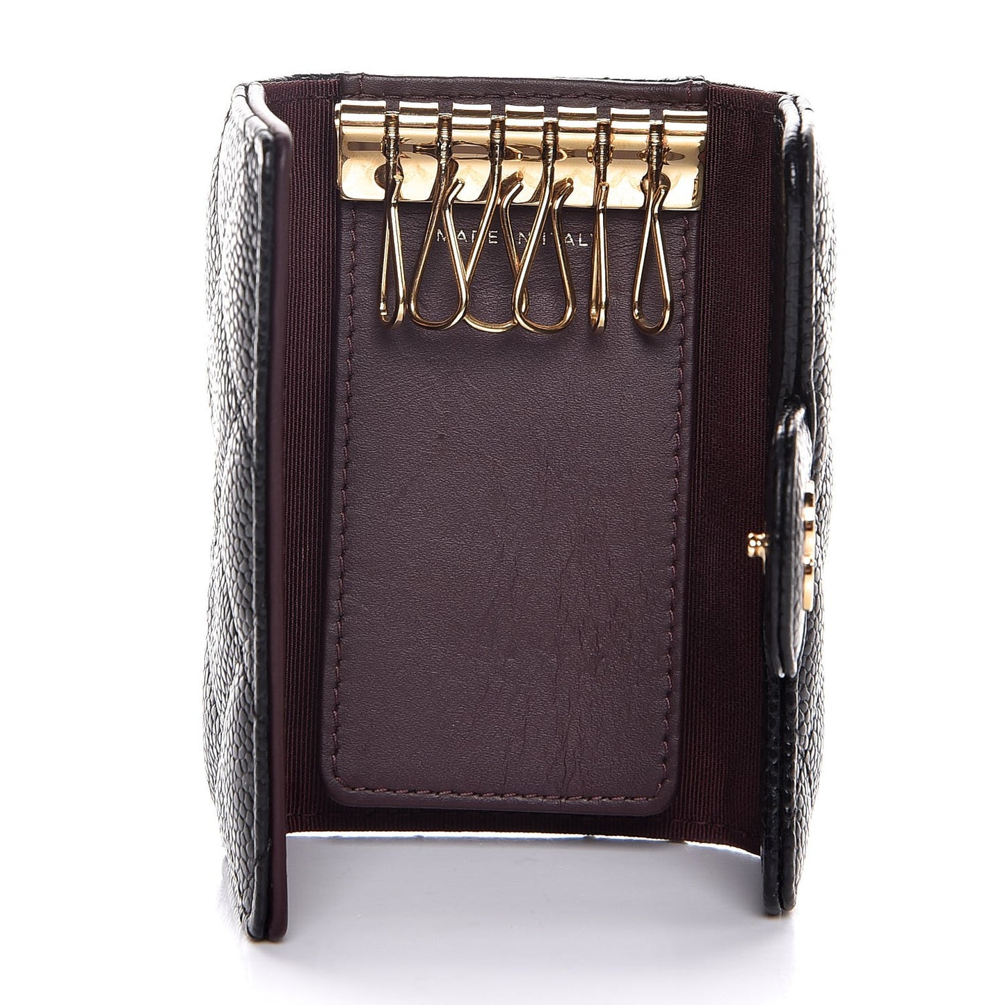 Caviar Quilted 6 Key Holder Black