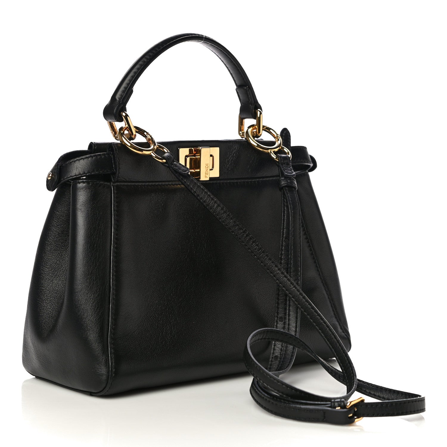 Fendi Nappa Mini Peekaboo Iconic Satchel Black 3 of 14